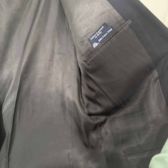 VTG Burberry's 100% Pure Italian Wool Pinstripe Blazer - Black/Blue - Picture 7 of 11